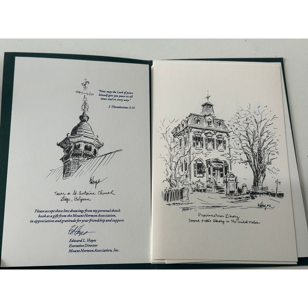 Edward L Hayes Mount Hermon Association Art Pen Sketch Book Gift Edition 8 Cards